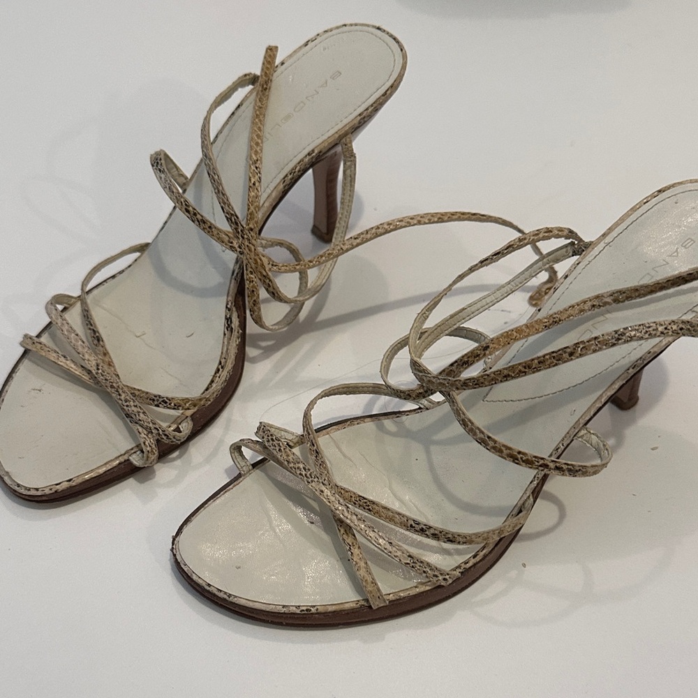 Bandolino Snakeskin Beige Strappy Heels